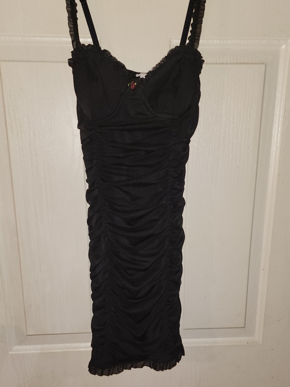 Garage Black Ruched Mini Slip Dress